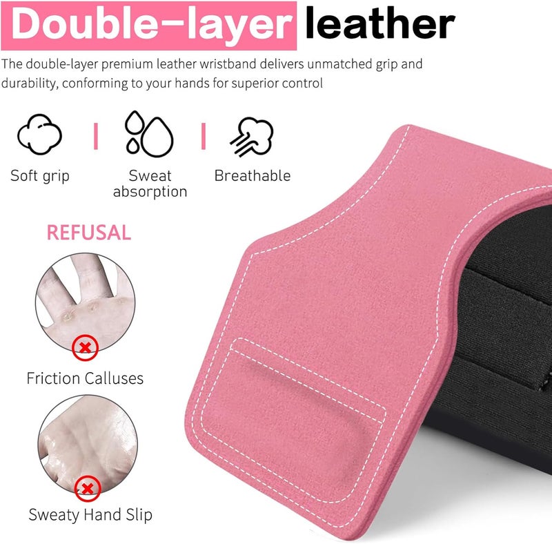 Bbtops Weight Lifting Wrist Strap, Double-Layer Leather Wrist Straps for Gym Strength Training Weightlifting,Deadlift and Powerlifting, Enhance Grip Strength Neoprene Padding Gym Workout Lifting Straps for Men & Women (Pair) - Image 5